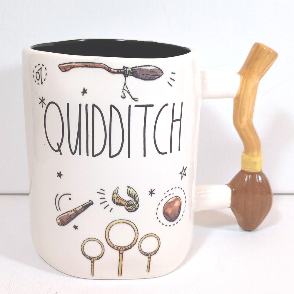 Rae Dunn Quidditch Mug White Excellent Broomstick Handle Harry Potter